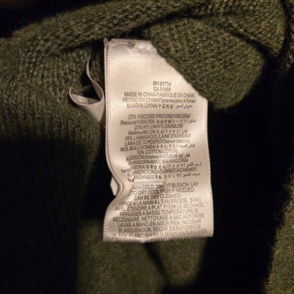 BCBGMAXAZRIA Olive Green Peplum Wool Cotton Cashmere Blend Sweater~ Medium - Picture 5 of 5